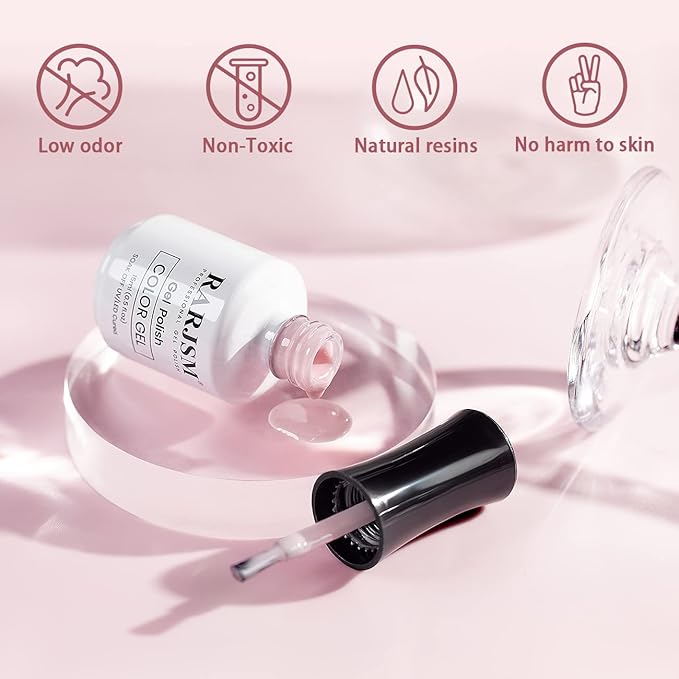 RARJSM Nude Gel Nail Polish Pale Mavue Neutral Nude Colors Skin Tone Cameo Gel Polish Single Bottle 15ml Jelly Sheer Transparent Polish Soak off UV LED Cured for Winter Home Salon DIY French Manicure