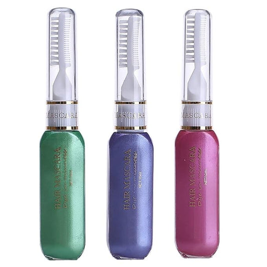 Temporary Hair Mascara Washable Temporary Hair Color Chalk Hair Dye Stick Non-toxic Instant Dye(Green+Pink+LP)