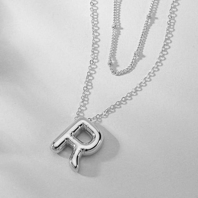 PANSHI Gold Initial Necklaces Gifts for Teen Girls Women Girlfriend Teen Girl Gifts Trendy Stuff Layered Bubble Letter Necklace Gold Jewelry Birthday Gift