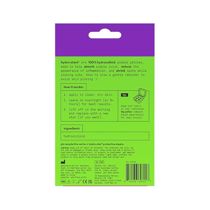 Starface Party Pack BIG PACK Hydro-Stars, Colorful Hydrocolloid Pimple Patches, Absorb Fluid and Reduce Redness, Cute Star Shape (96 Count)