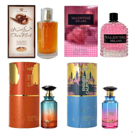 AFLUXE Women’s Perfume Set 4PCS Eau de Parfum for Women Long Lasting Womens Perfume Collection Combo Perfume G AF-Choco Musk/AF-Milano Women/AF-Endless California/AF-By The Shore