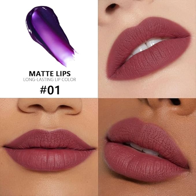 evpct Deep Mauve Red Peel Off Lip Stain Tints with Tweezer, Matte Liquid Lipstick Lip Stain Long Lasting Waterproof for Women, Non-stick Cup Lipstick Peel Off High Pigment Smudge-proof Easy Apply, 01#