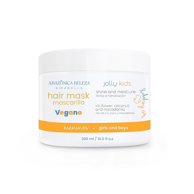 AMAZÓNICA BELEZA AMABELLE Hair Mask Jolly Kids |Vegan | Moisturizes and Nourishes | For All Hair Types, Curly, Straight | Promotes Healthy Growth | Mascarilla para Niños |10 Oz