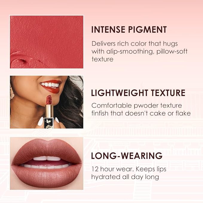 Catkin Semi-Matte Lipstick Hydrating High Impact Color Infused with Vitamin E and Avocado Oil Smooth Soft Texture Long Lasting Matte Finish 174