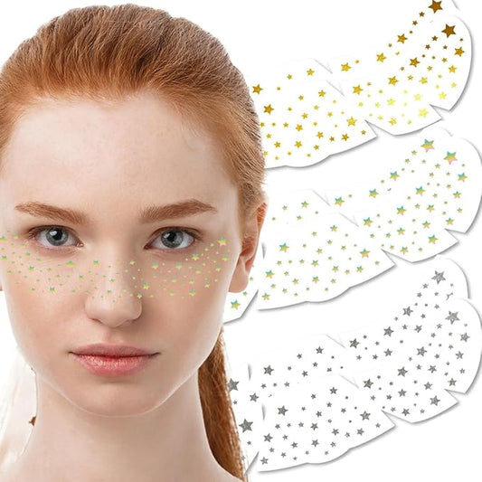 Fake Stars Freckles Face Tattoo Glitter Freckles Sparkle Makeup Patches Face Glitter Speckles Patches for Women