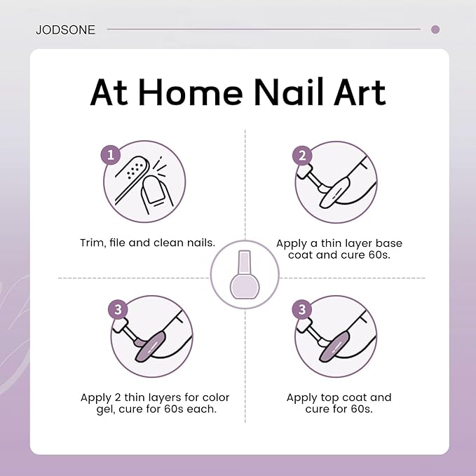 JODSONE Gel Nail Polish 10ml Lavender Purple Soak Off LED Gel Polish Lilac Purple Nail Color Salon Quality Low Odor Need U V Lamp Curing