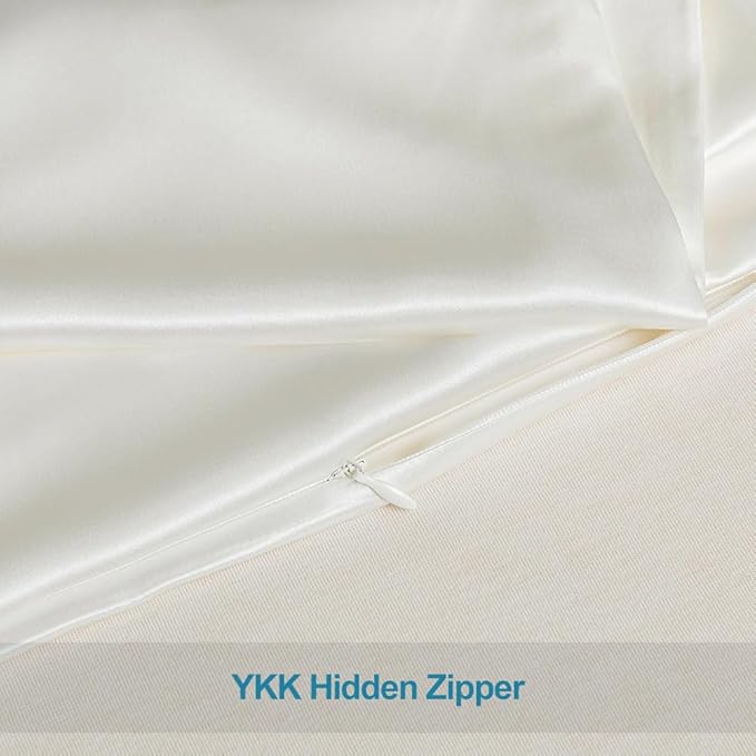 STONECREST Silk Pillowcase, 100% Organic Mulberry Silk, Real 22 Momme 6A Grade, Oeko-Tex Certified, Luxury Pillow Cover for Hair & Skin, with Hidden Zipper(1 Pc Standard 20x26, Cream White)