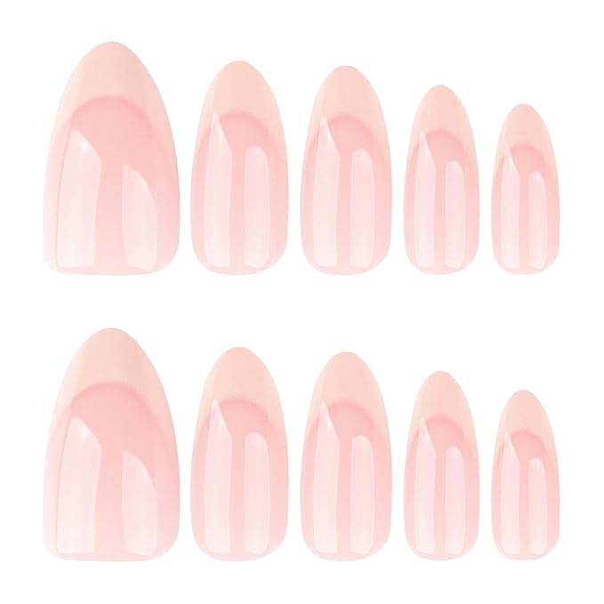 XZMeiLun White French Tips Press On Nails Medium Almond, White French Soft Gel Stick On Nails, Designer Reusable Acrylic Nail Press Ons, Fake Nails With Glue On Nail, Wedding False Nail For Women