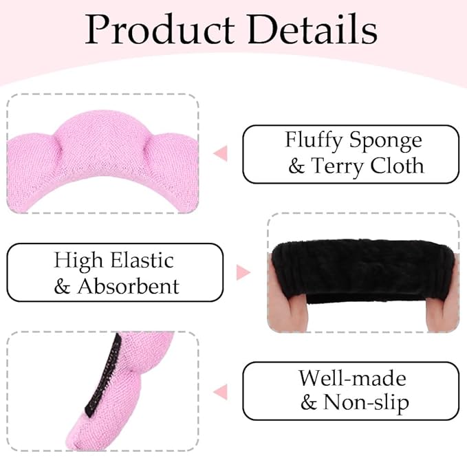 Aprince Spa Headbands and Wristbands Set Bulk 27Pcs, Terry Cloth Headbands for Washing Face, Skincare Makeup Headband for Women Girls, Puffy Padded Cloud Headband Soft Absorbent Wrist Towels