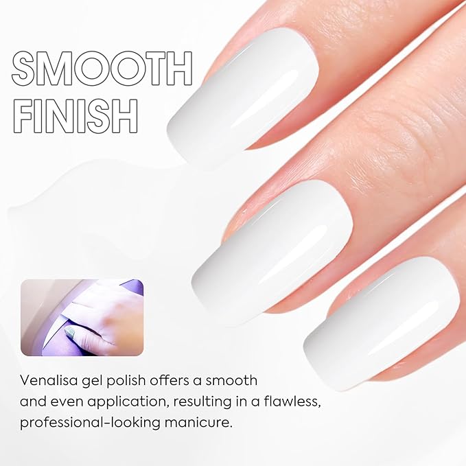 VENALISA White Gel Nail Polish 1 Pcs 12ml White Color Gel Polish Soak Off UV Salon Manicure DIY at Home Nail Art For Girls Women
