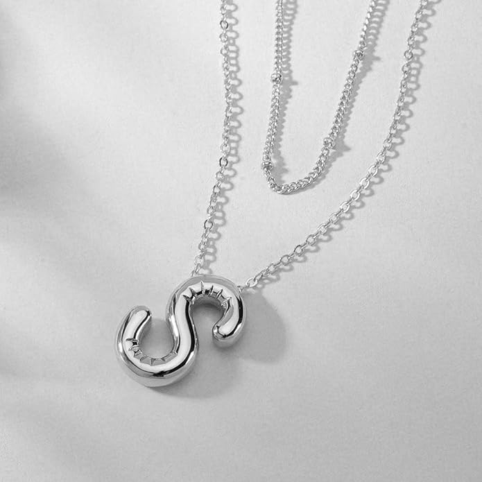 PANSHI Gold Initial Necklaces Gifts for Teen Girls Women Girlfriend Teen Girl Gifts Trendy Stuff Layered Bubble Letter Necklace Gold Jewelry Birthday Gift