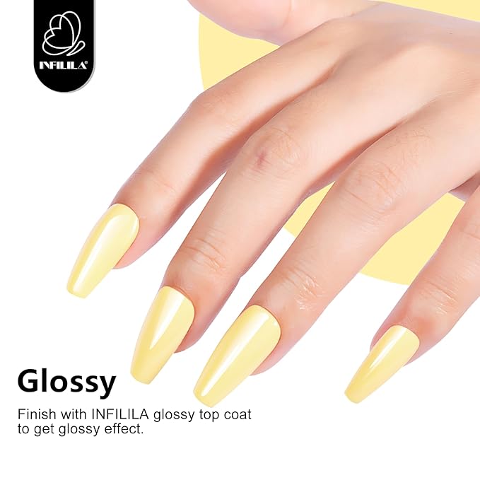 NXJ INFILILA Pastel Yellow Gel Nail Polish, 15ml 0.51oz Light Butter Yellow Gel Polish One-Stroke Coloring, Hema Free Bright Color High Gloss Soak Off Manicure Salon DIY SQ112