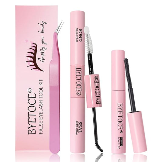Lash Cluster Glue Bond and Seal Kit with Lash Glue Remover and Tweezers for Lash Extension Clusters Fast Removal, Portable Eyelash Brush for Eyelash Extension Beginners