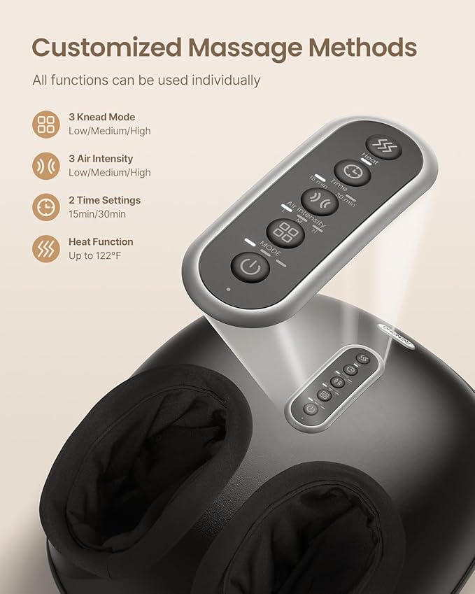 RENPHO Foot Massager with Heat, [2026 Upgraded] Birthday Gifts for Women Men Elderly, FSA Eligible Shiatsu Foot Massager for Plantar Fasciitis, Deep-Kneading, Air Squeezing Feet Massager, Size 12 DG