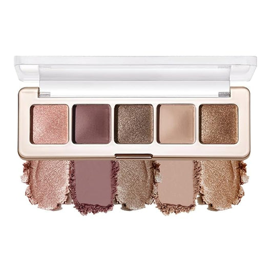 Neutral Eyeshadow Palette 5 Colors, Nude Brown Matte & Subtle Shimmer Shades, Highly Pigmented Blendable Long-Lasting Powder, Smooth No-Fallout Daily Eye Makeup Palette for Work and Natural Looks-C04