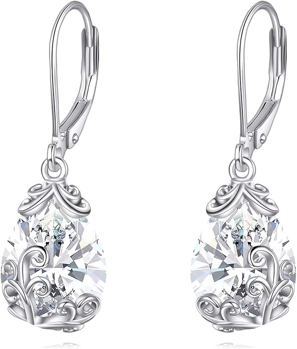 POPLYKE Celtic Filigree Teardrop Drop Dangle Earrings Sterling Silver Leverback Earrings Jewelry for Women