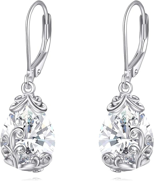 POPLYKE Celtic Filigree Teardrop Drop Dangle Earrings Sterling Silver Leverback Earrings Jewelry for Women