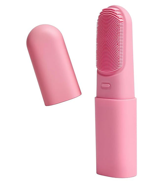Facial Scrubber Electric Facial Cleansing Brush with Heated, Makeup Remover Cleansing Exfoliating and Massaging,3 Modes,Waterproof Rechargeable Silicone face Brush for Woman & Men(Mist Rose Pink)