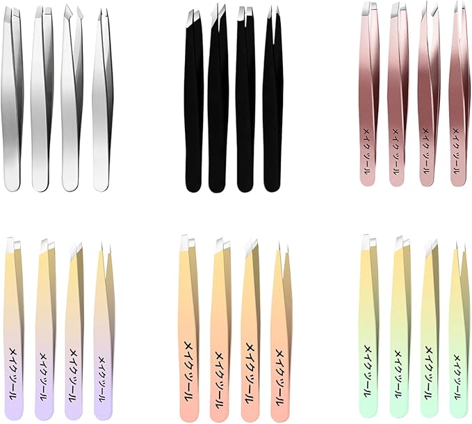 Tweezer Set Professional Stainless Steel Tweezers For Eyebrow Precisions For Facials Hair Splinters Ingrown Hair Removal Eyebrow Tweezers