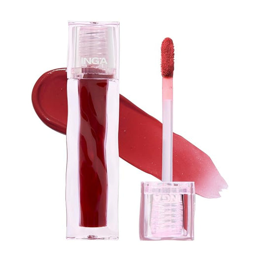 INGA Blurring Velvet Matte Lip Tint - Soft-Blur Matte Finish, Waterproof, Transfer-Proof, Long-Lasting Lip Stain, Lightweight Buildable Color with Hydrating Comfort (POMEGRANATE RED)