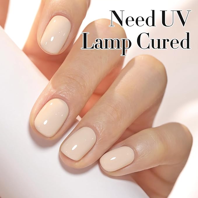 Double Rhythm 0.50 OZ Gel Polish Hema Free Same Color Same Bottle Golden Round Translucent Neutral Natural Milky 15 ML Jelly UV Polish Art DIY at Home (Milky Beige-C1565)