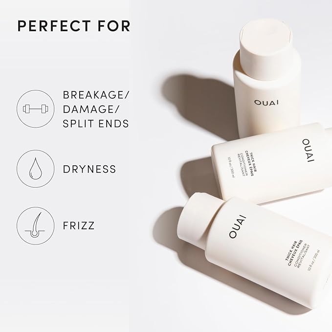 OUAI Thick Hair Conditioner - Moisturizing Conditioner for Dry, Frizzy Hair - Keratin, Marshmallow Root, Shea Butter and Avocado Oil - Paraben, Phthalate & Sulfate Free (10 Oz)