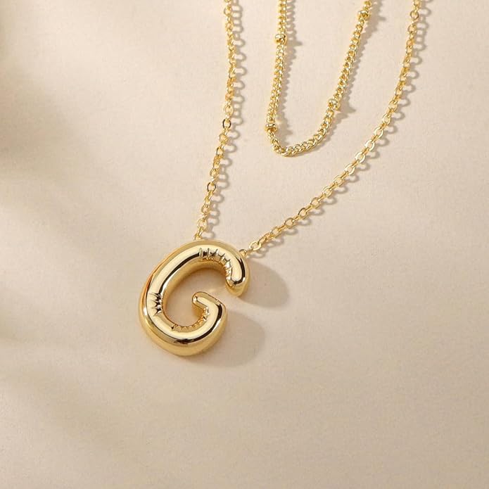 PANSHI Gold Initial Necklaces Gifts for Teen Girls Women Girlfriend Teen Girl Gifts Trendy Stuff Layered Bubble Letter Necklace Gold Jewelry Birthday Gift