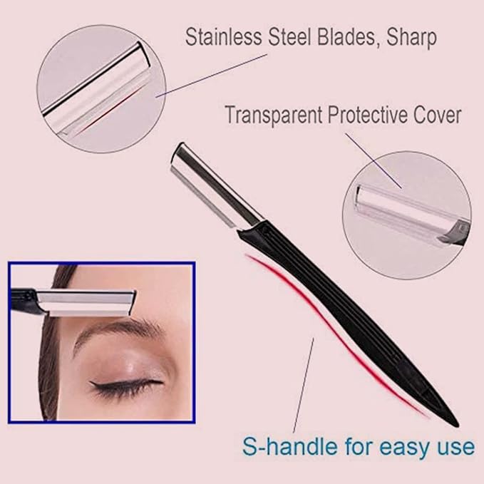 Sunuly Eyebrow Razor, 7 in 1 Brow Kit, Eyebrow Trimmer Set Including Brow Razors, Brush, Scissors, Tweezers, with Plastic Box for Women Men Eyelash Facial Grooming