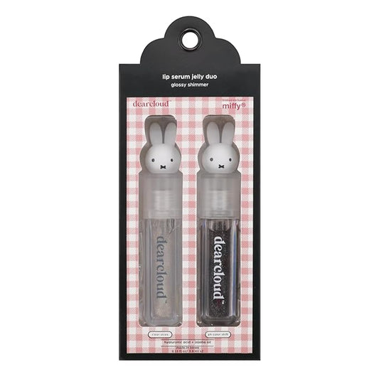 dearcloud Miffy Lip Serum Jelly Duo - Hydrating Lip Gloss for Women with Hyaluronic Acid, Rosehip & Jojoba Seed Oils- Korean Skin Care pH Color Changing Lip Gloss Set