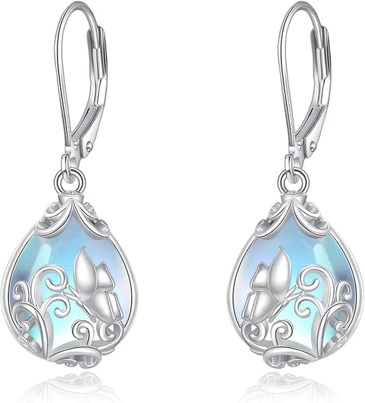 POPLYKE Celtic Filigree Teardrop Drop Dangle Earrings Sterling Silver Leverback Earrings Jewelry for Women