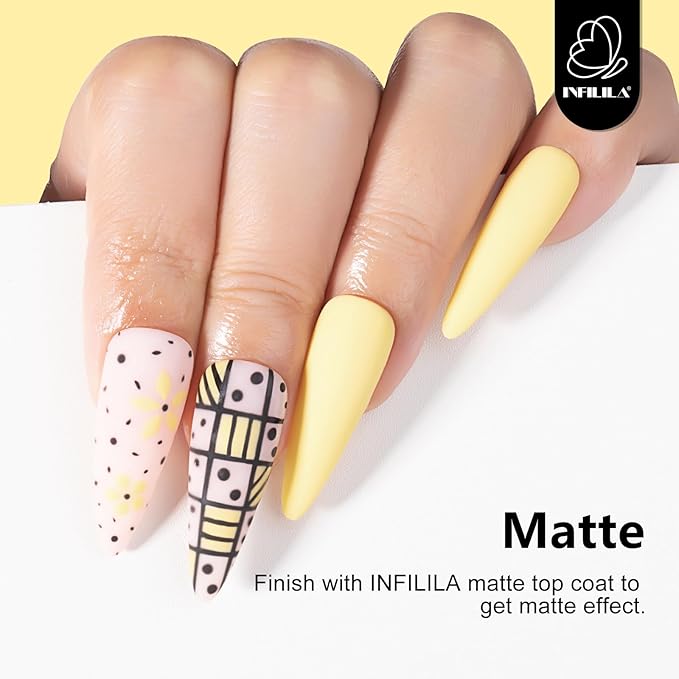 NXJ INFILILA Pastel Yellow Gel Nail Polish, 15ml 0.51oz Light Butter Yellow Gel Polish One-Stroke Coloring, Hema Free Bright Color High Gloss Soak Off Manicure Salon DIY SQ112