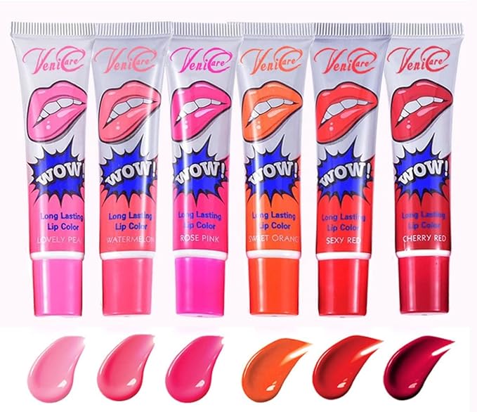 VeniCare Lip Stain Lip Gloss 6 Colors Tattoo Magic Color Peel Off Mask Tint Long Lasting Waterproof