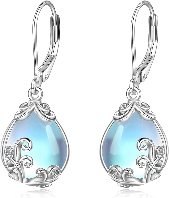 POPLYKE Celtic Filigree Teardrop Drop Dangle Earrings Sterling Silver Leverback Earrings Jewelry for Women