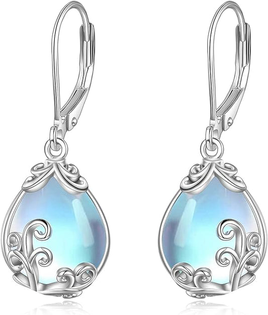 POPLYKE Celtic Filigree Teardrop Drop Dangle Earrings Sterling Silver Leverback Earrings Jewelry for Women