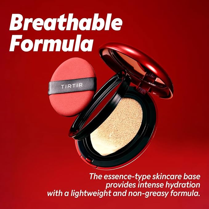 [*Mini Size*] TIRTIR Mask Fit Red Cushion Foundation | Full coverage, Weightless, Skin fit, Satin Glow Finish, Korean Makeup BB Foundation, beauty, Tattoo cover up, Buildable (#13C Fair, 0.15 Fl Oz)