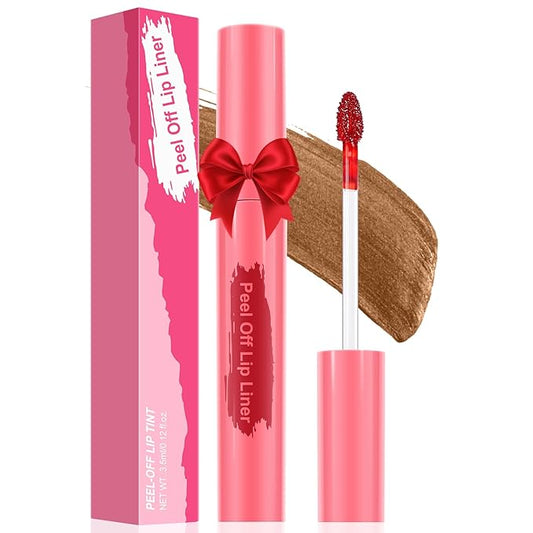 Lip Stain Peel Off - Long Wear Tattoo Lip Liner, Waterproof & Transfer-proof Peel Off Lip Stain with Matte Finish, Lip Tint For All Skin Types ((Brown, 1 Count(Pack of 1))