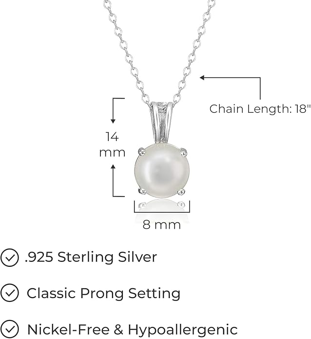 Amazon Essentials Sterling Silver Round Cut Birthstone Pendant Necklace 18"