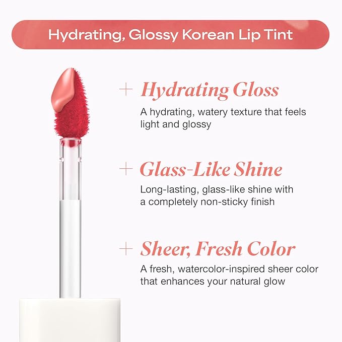 INGA Water Glow Lip Tint | Hydrating, Glossy Korean Lip Tint with Sheer Color & Glass-Like Shine | Long-Lasting, Non-Sticky Korean Lip Stain (NUDE GINGER)