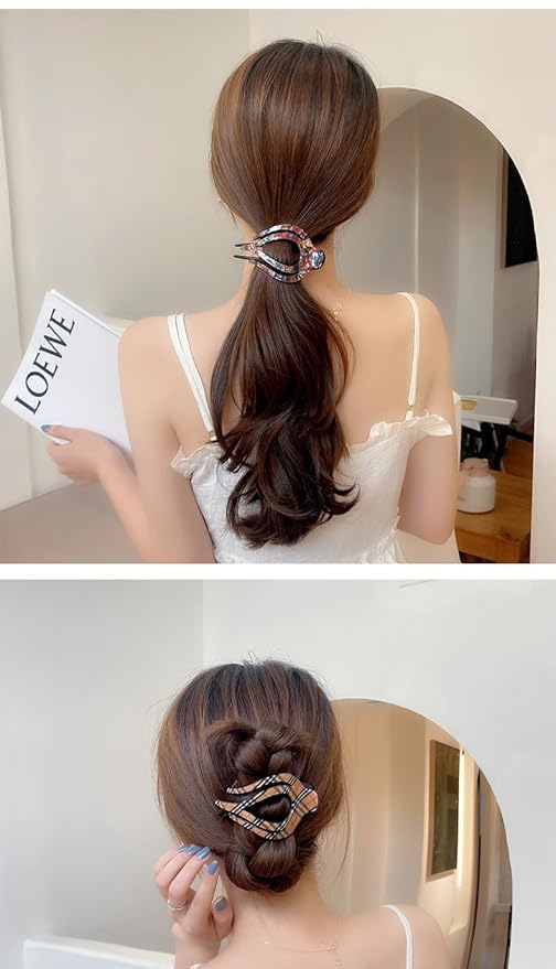 SPEVERT 3.5" Big Heart-Shaped Claw Clips for Women Stylish Curved Duckbill Hair Clips Non-Slip for Secure Alligator Clips (Blue)