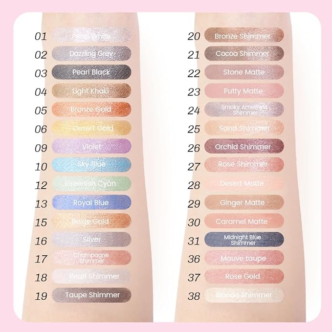 evpct 1Pcs Rose Shimmer Cream Eye Shadow Brightener Sticks for Eyes Waterproof Pigmented, Double Ended Cream Eyeshadow Stick Pencil Pen with Applicator, Eye Shadow Palette Highlighter Makeup 27