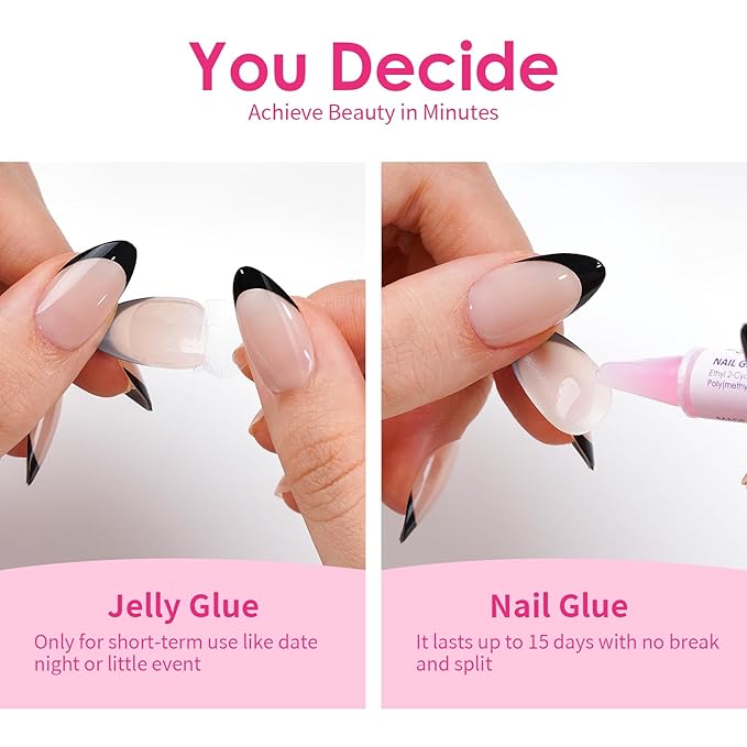 Canvalite Short Almond Press On Nails, 30Pcs Cat Eye Press on Nails Reusable Acrylic Fake Nails with Glue & Glue Remover Easy to Use Manicure Kit for Women, Rose Red