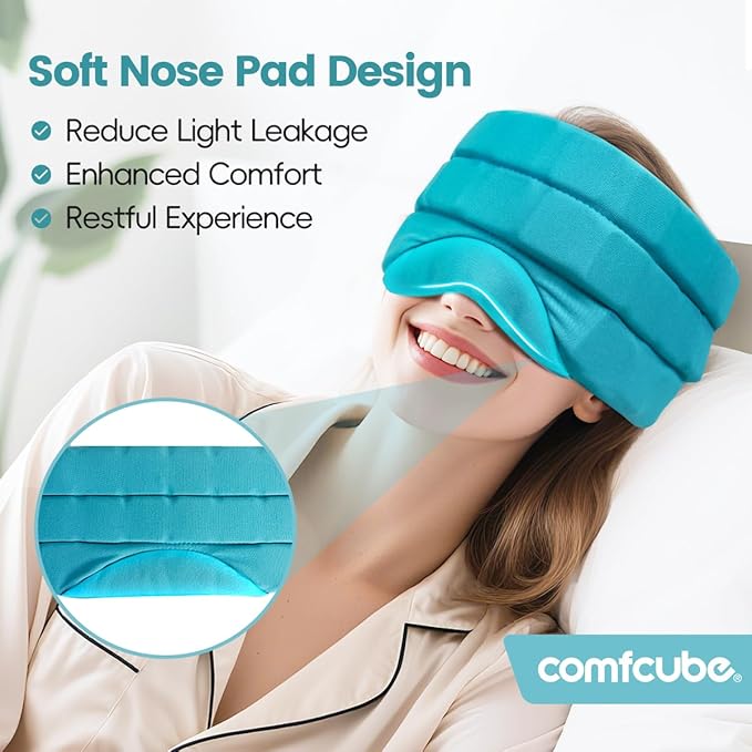 Comfcube Head Ice Pack for Migraine Relief, 2 Hours Long Lasting Cold Therapy Flexible Cold Pack Head Ice Wrap Cooling Mask for Headache, Sinus Pain, Tension, Stress, Puffy Eyes
