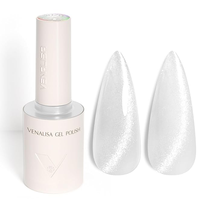 VENALISA Glass Cat Eye Gel Nail Polish, 1 Pcs Silver Glitter Holographic Magnetic Gel Polish Color High Gloss Soak Off U V Nail Manicure Salon and DIY at Home Gifts for Women