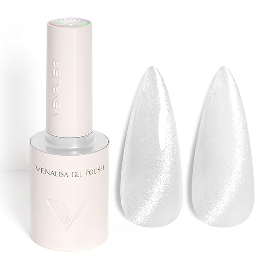 VENALISA Glass Cat Eye Gel Nail Polish, 1 Pcs Silver Glitter Holographic Magnetic Gel Polish Color High Gloss Soak Off U V Nail Manicure Salon and DIY at Home Gifts for Women