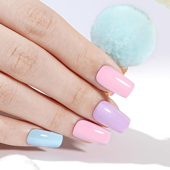 AILLSA Pastel Blue Gel Nail Polish Macaron Baby Blue Gels Polish Bright Spring Summer Colors Cotton Candy Nail Polish Gel Soak Off U V for French Manicure Salon DIY Holiday 0.5 Fl Oz GB82