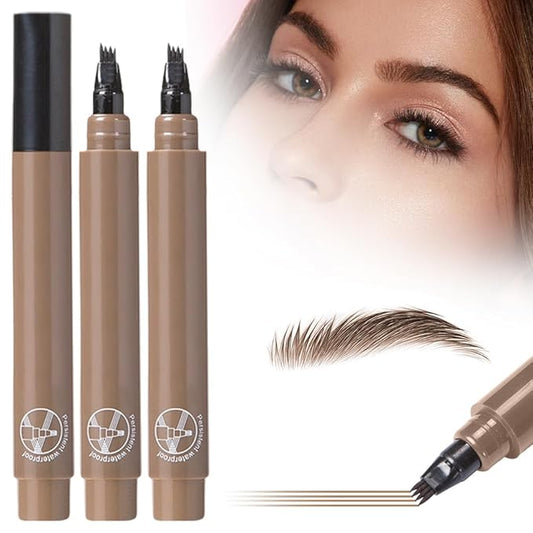 2026 Upgraded Magic Eyebrow Contouring Pencil, 3D Waterproof Microblading Eyebrow Pencils for Women, 4 Tipped Precise Medium Fine Brown Black Eye Brow Pen for Natural Makeup Eyebrow (light brown 2PCS)