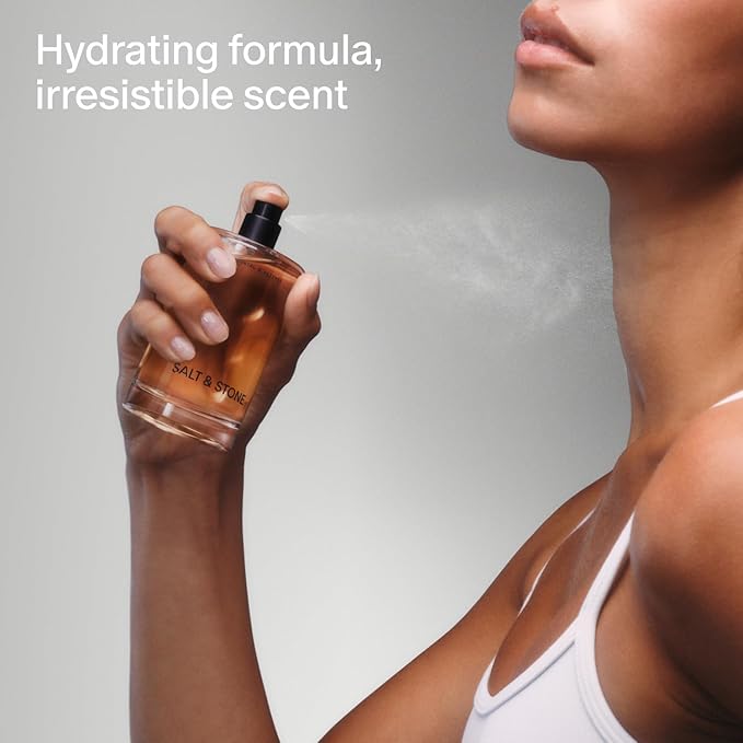 Salt & Stone Body Mist, Black Rose & Oud Scent, Skincare Infused Hair & Body Spray for Women and Men, Hydrating Fragrance with Glycerin and Red Algae, Vegan, Cruelty Free, 3.4 fl oz