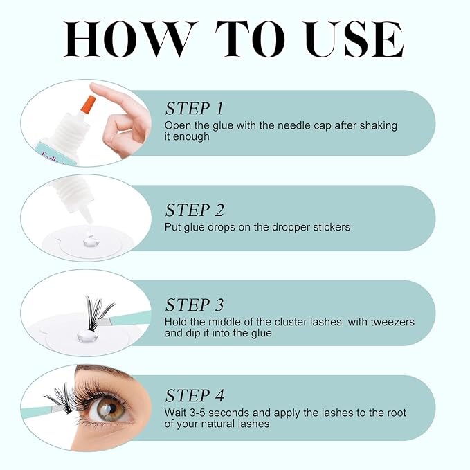 Lash Cluster Glue Fast Drying Long Lasting DIY Waterproof Clear Lash Glue for Eyelash Clusters for Self Application