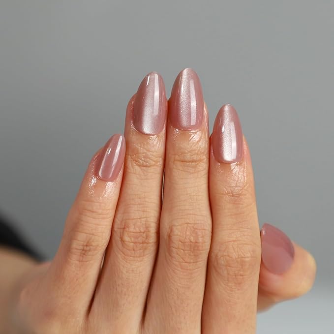 Press On Nails Short, 16 Sizes 32pcs, Almond Fake Nails Glossy, Nail Glue Included (Milky Way)