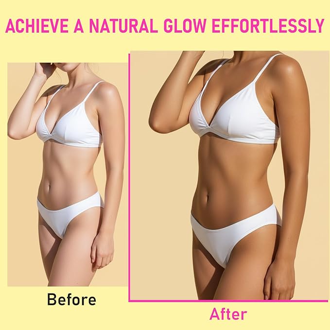 Self Tanner Mousse Mitt Kit – Sunless Tanning Foam with Hyaluronic Acid for Hydrating - Flawless & Streak-Free Fake Tan Mousse, Watermelon Scent Medium Glow 6.76 fl. oz